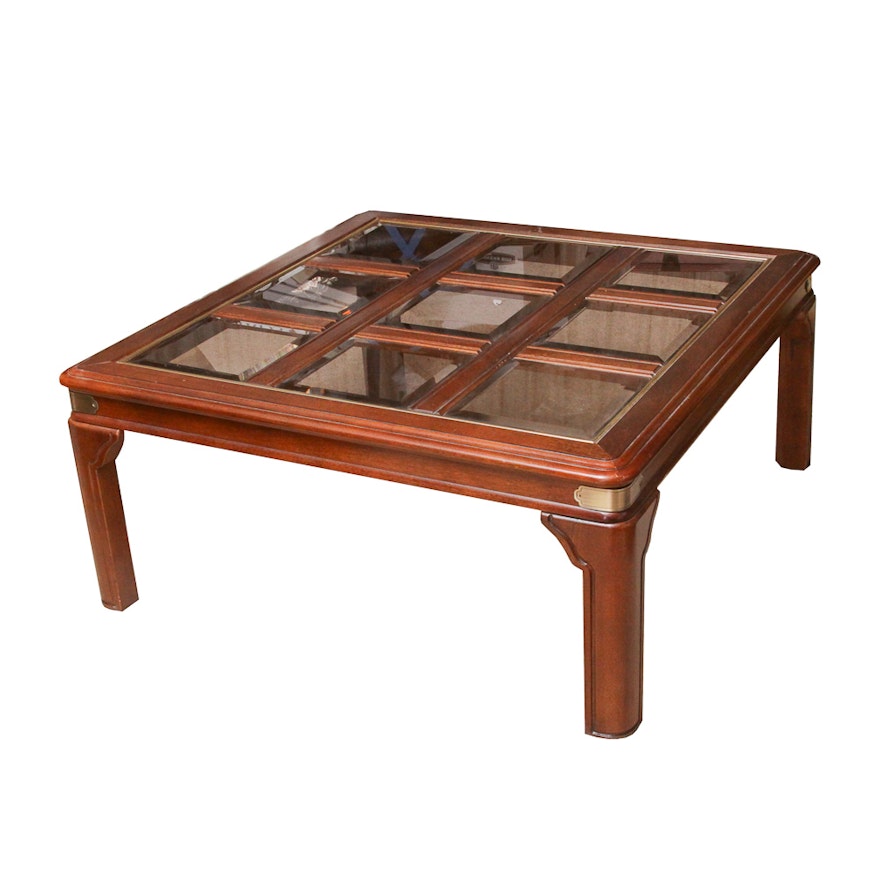 Mahogany Glass Top Coffee Table