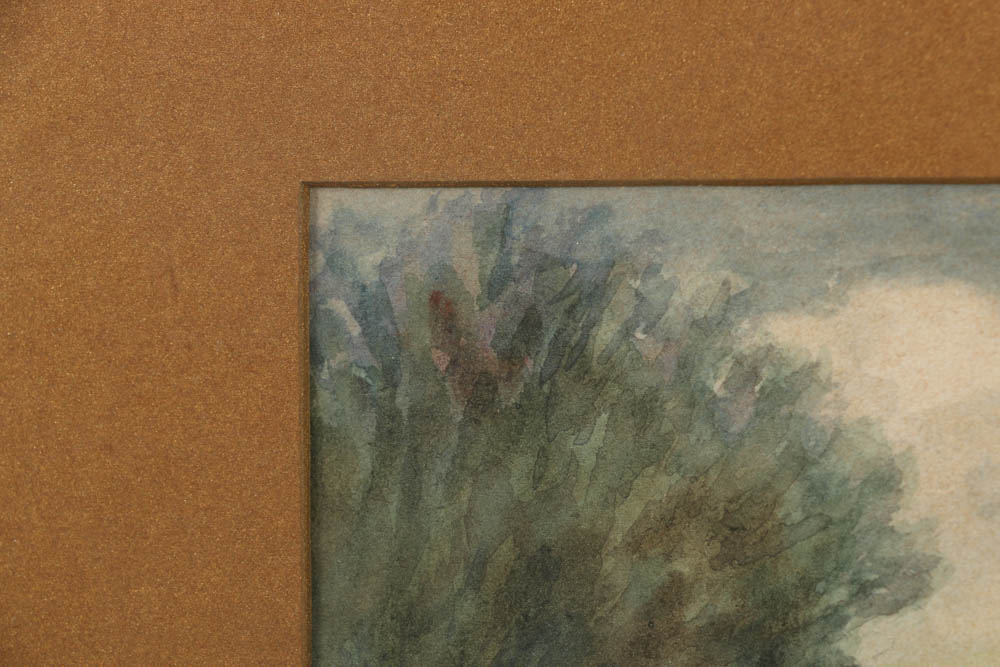 Watercolor Painting on Paper of Dirt Path Landscape