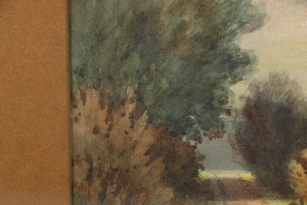 Watercolor Painting on Paper of Dirt Path Landscape