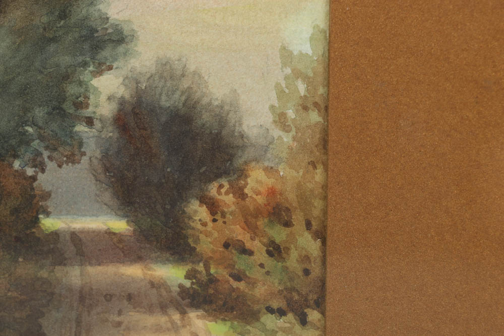 Watercolor Painting on Paper of Dirt Path Landscape