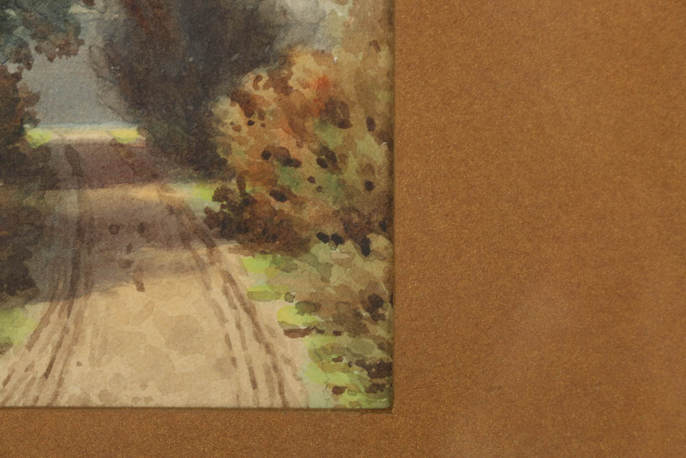 Watercolor Painting on Paper of Dirt Path Landscape