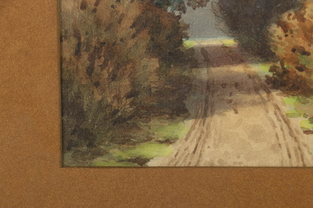Watercolor Painting on Paper of Dirt Path Landscape