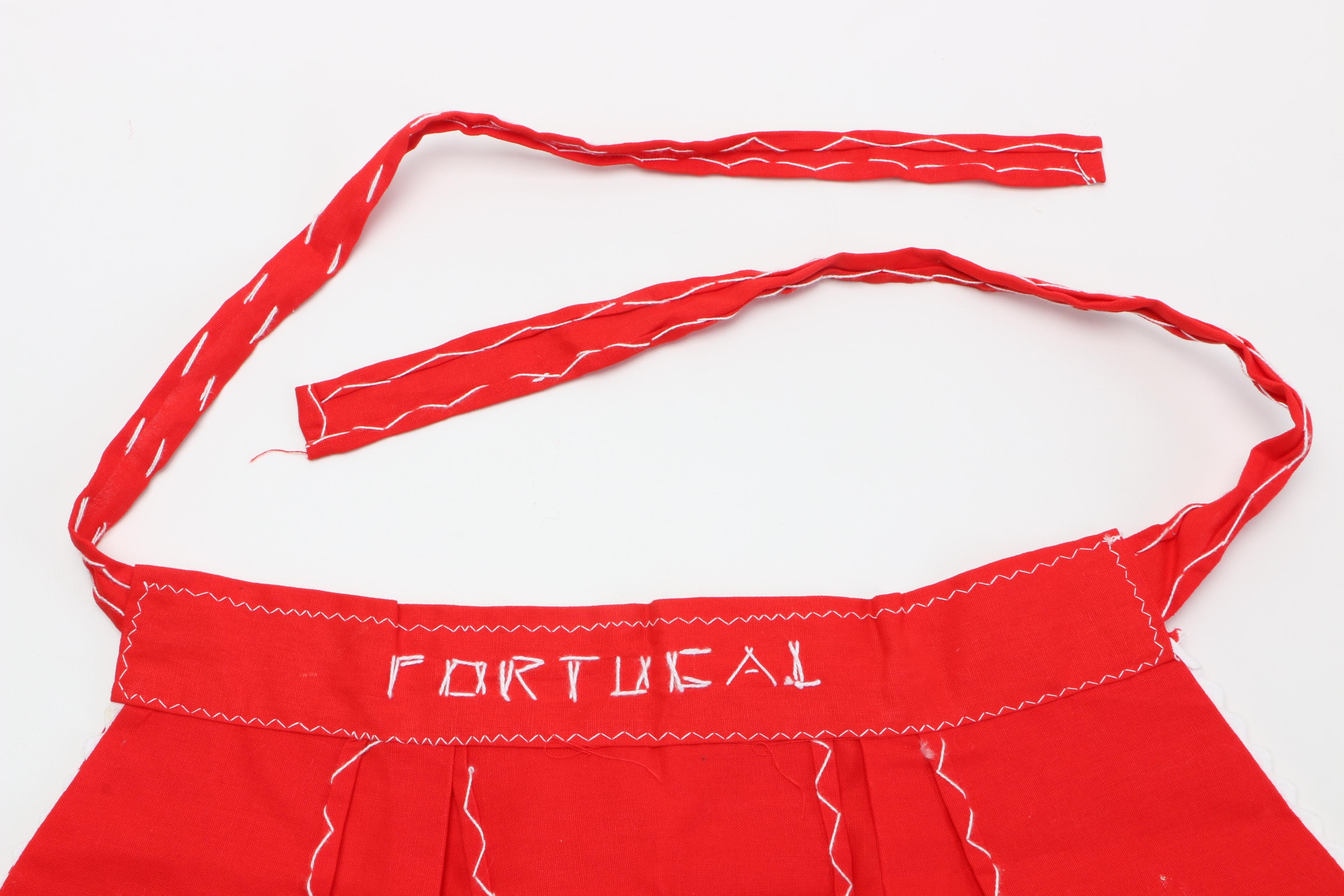 Red and Teal Vintage Embroidered Aprons