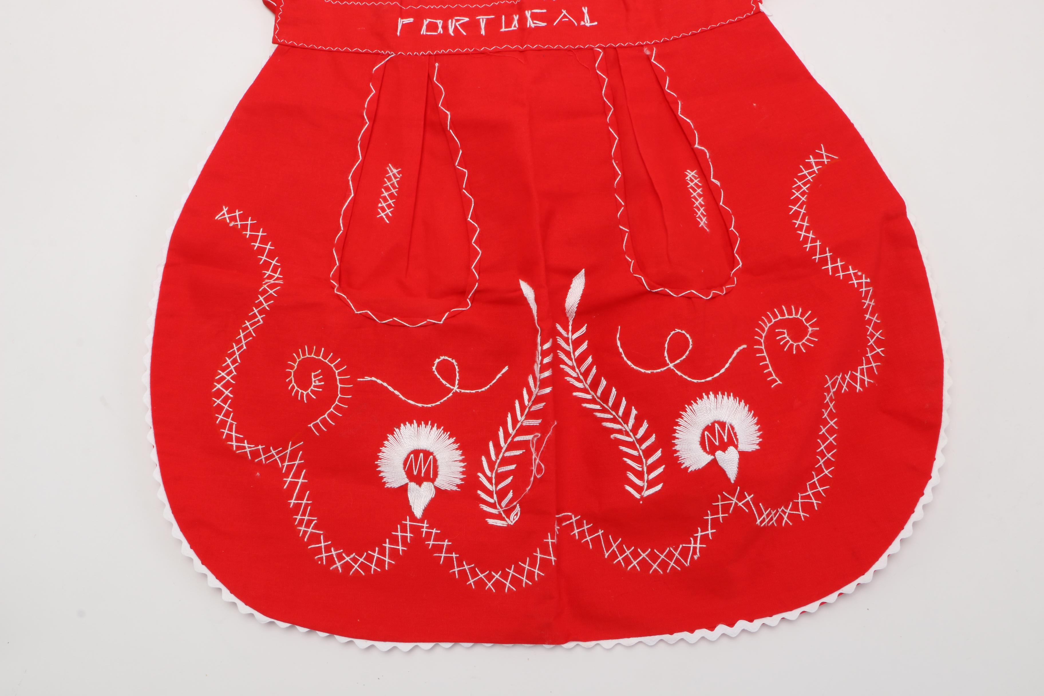 Red and Teal Vintage Embroidered Aprons