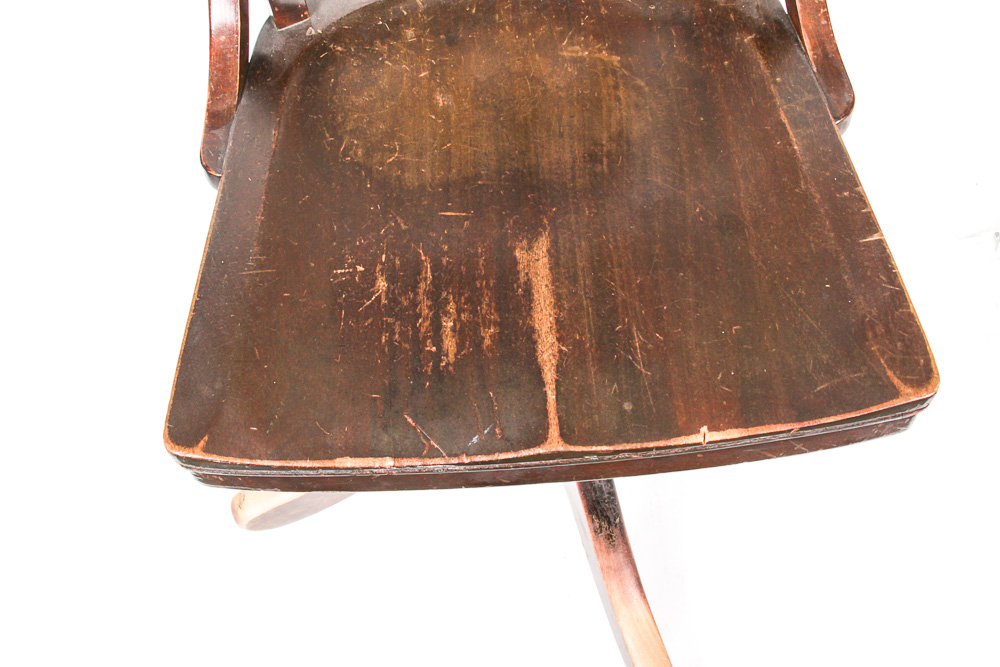 Mid 20th Century Swiveling Wooden Office Chair by B.L. Marble Chair Co.