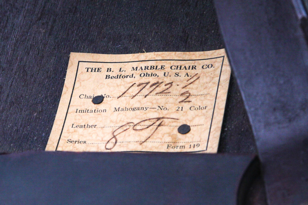 Mid 20th Century Swiveling Wooden Office Chair by B.L. Marble Chair Co.