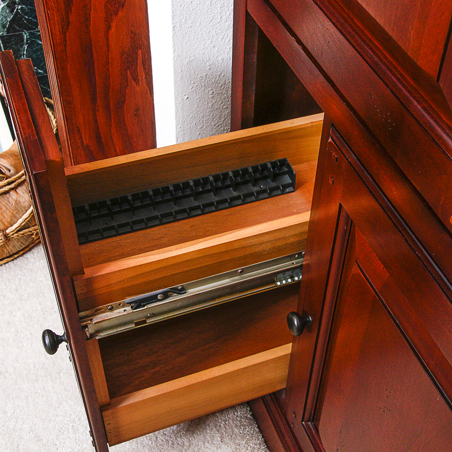 Entertainment Armoire Converted to Bar Cabinet