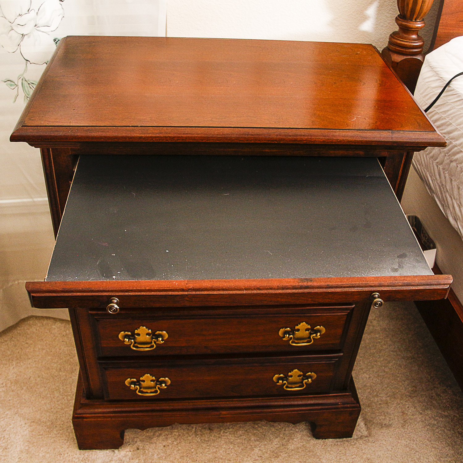 Vintage Chippendale Style Four-Drawer Nightstand by American Drew