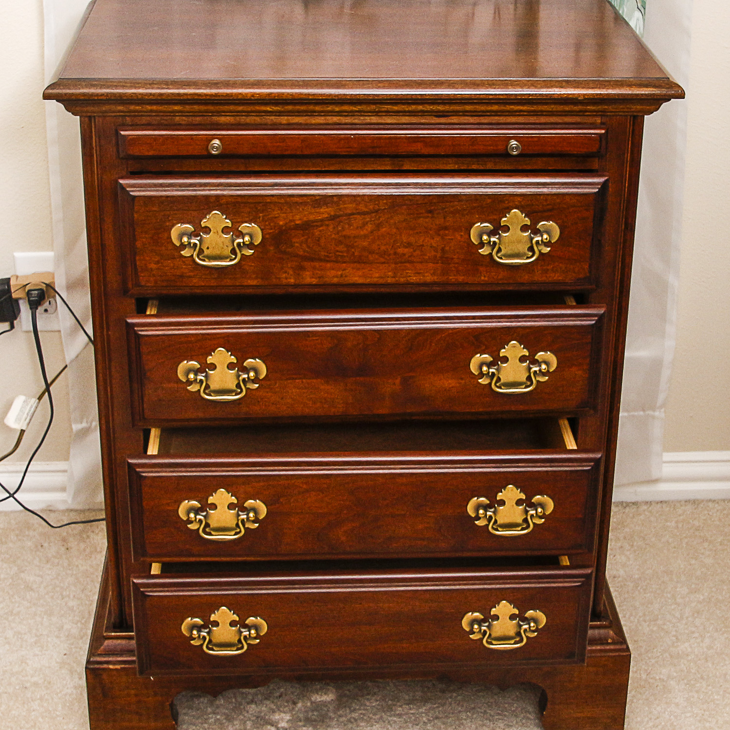 Vintage Chippendale Style Four-Drawer Nightstand by American Drew