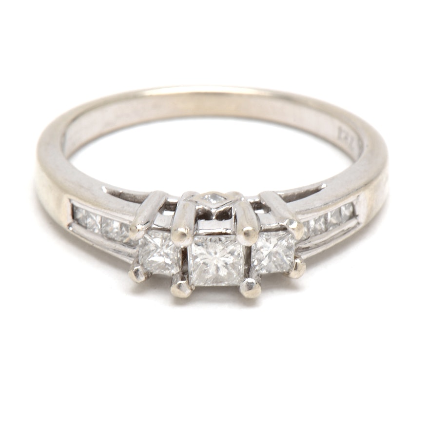 14K White Gold Princess-Cut Diamond Engagement Ring