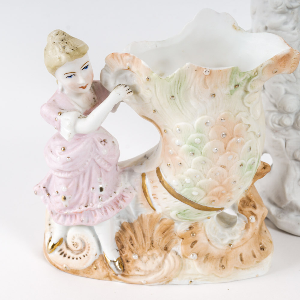 Collection of Antique German Bisque Vases