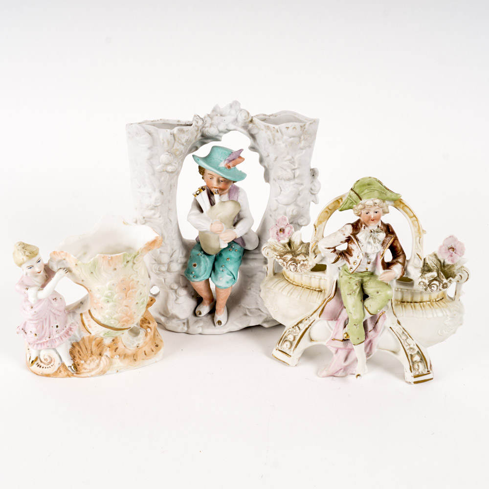 Collection of Antique German Bisque Vases