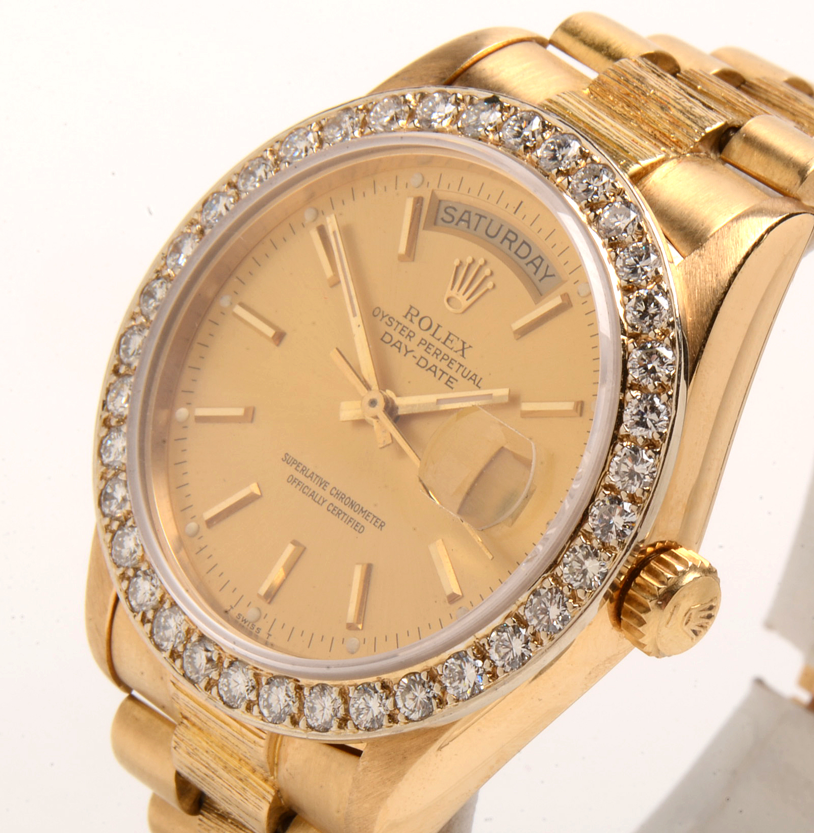 Vintage Rolex Day-Date 18K Yellow Gold Diamond Bezel Watch