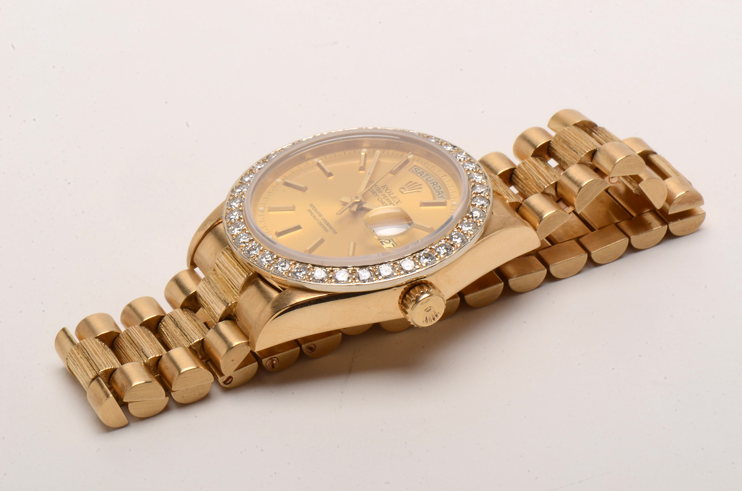 Vintage Rolex Day-Date 18K Yellow Gold Diamond Bezel Watch