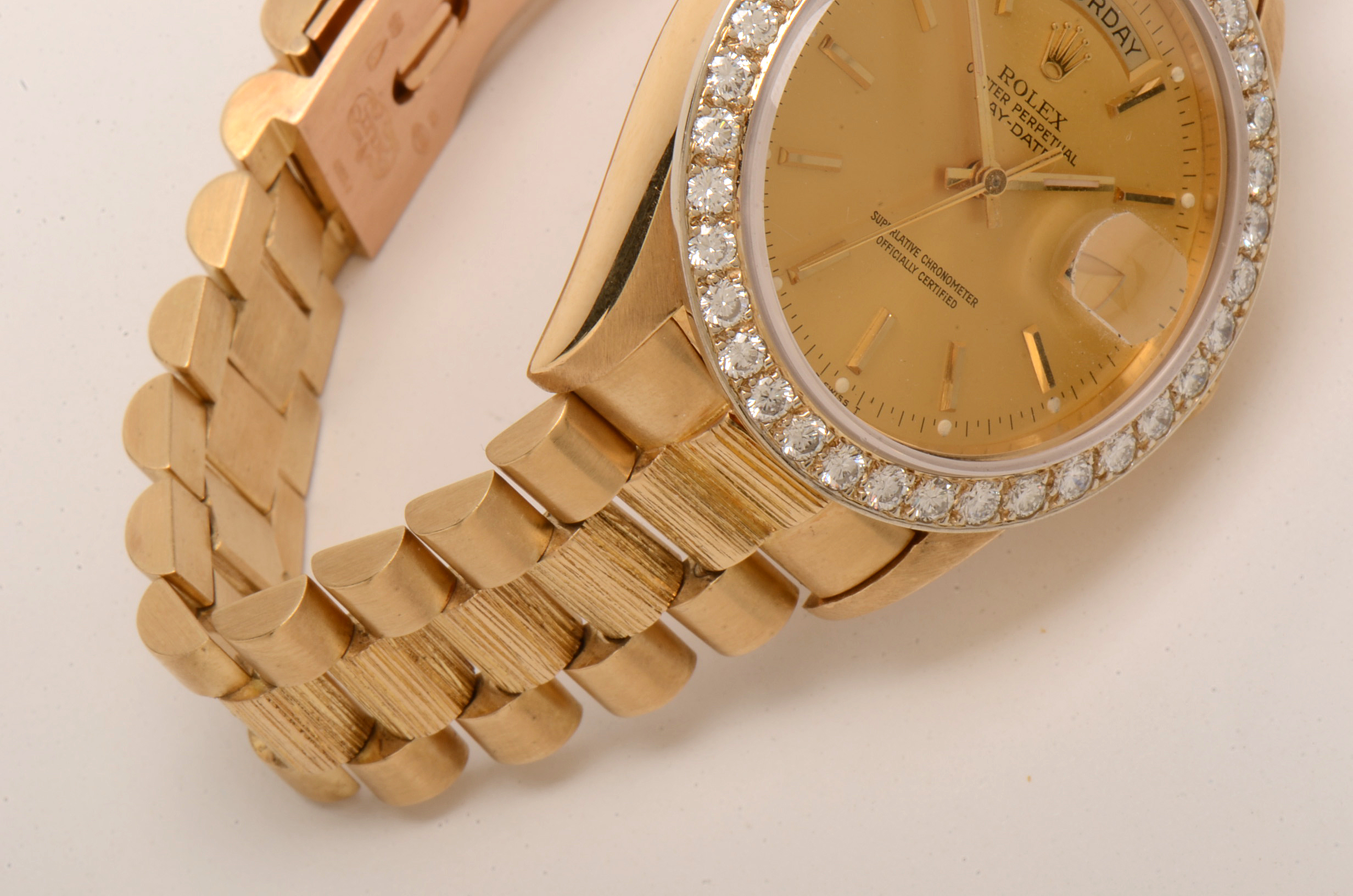 Vintage Rolex Day-Date 18K Yellow Gold Diamond Bezel Watch