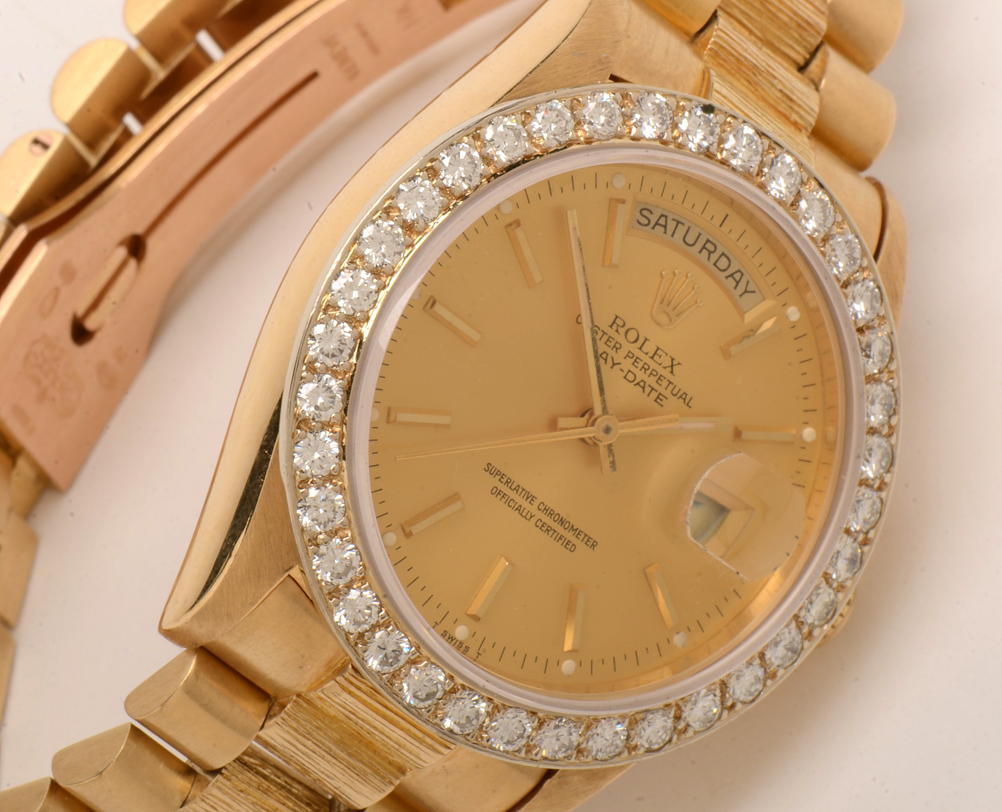 Vintage Rolex Day-Date 18K Yellow Gold Diamond Bezel Watch