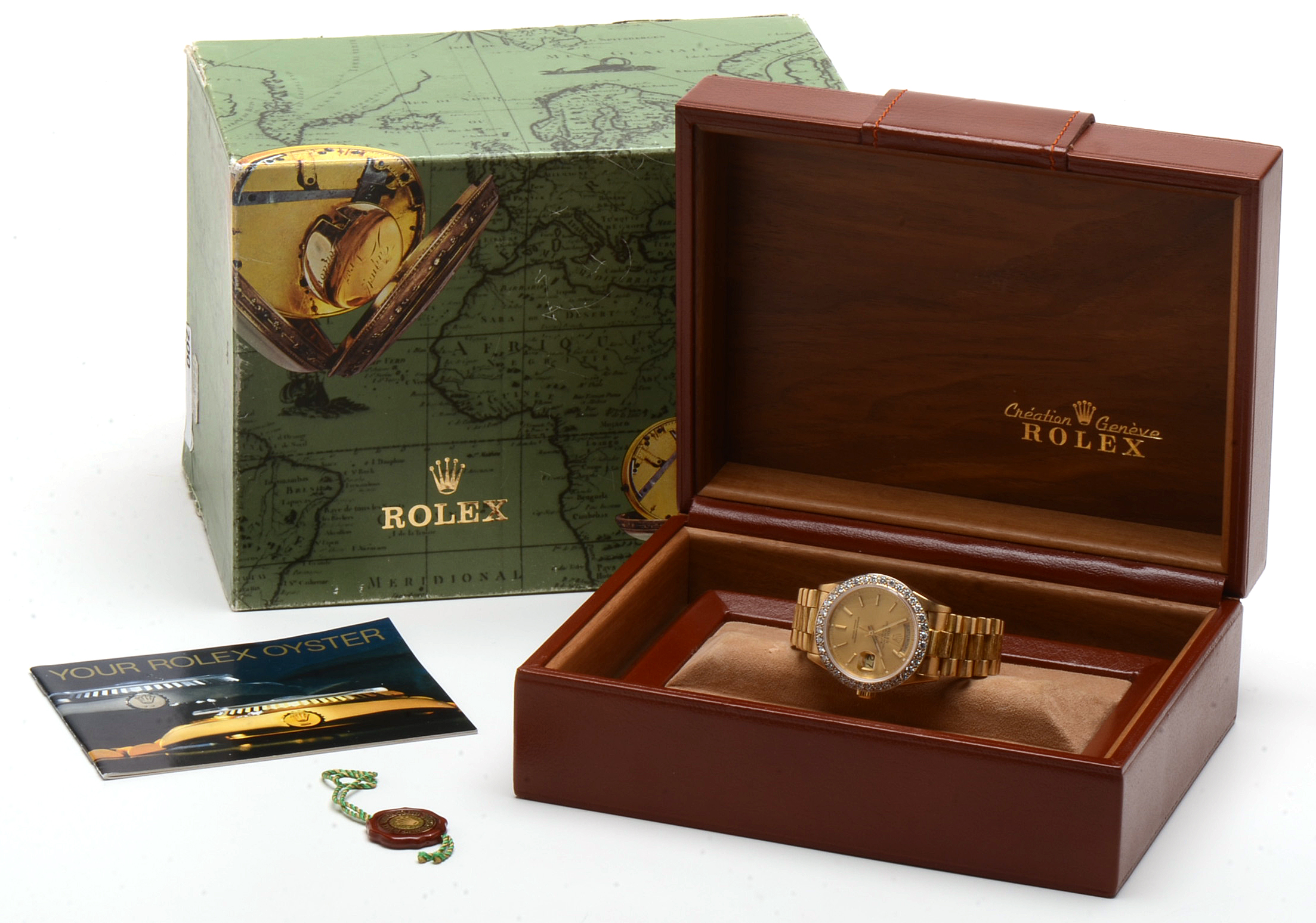 Vintage Rolex Day-Date 18K Yellow Gold Diamond Bezel Watch