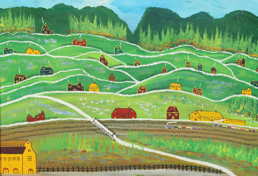 James C. Litz Oil Painting on Board "Pennsylvania Coal Town"