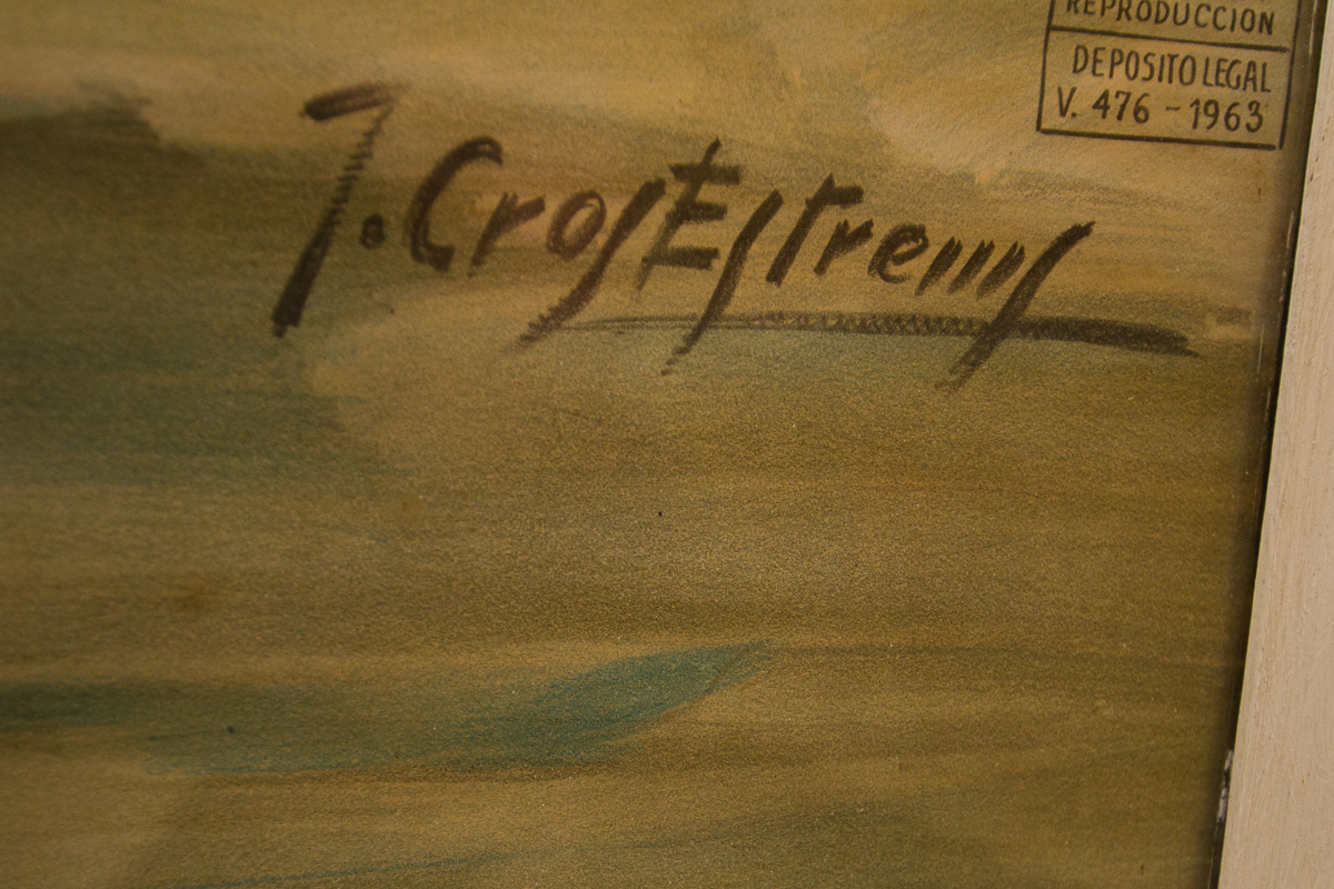 Vintage Ortega Valencia Lithograph After Joseph Cros Estrems