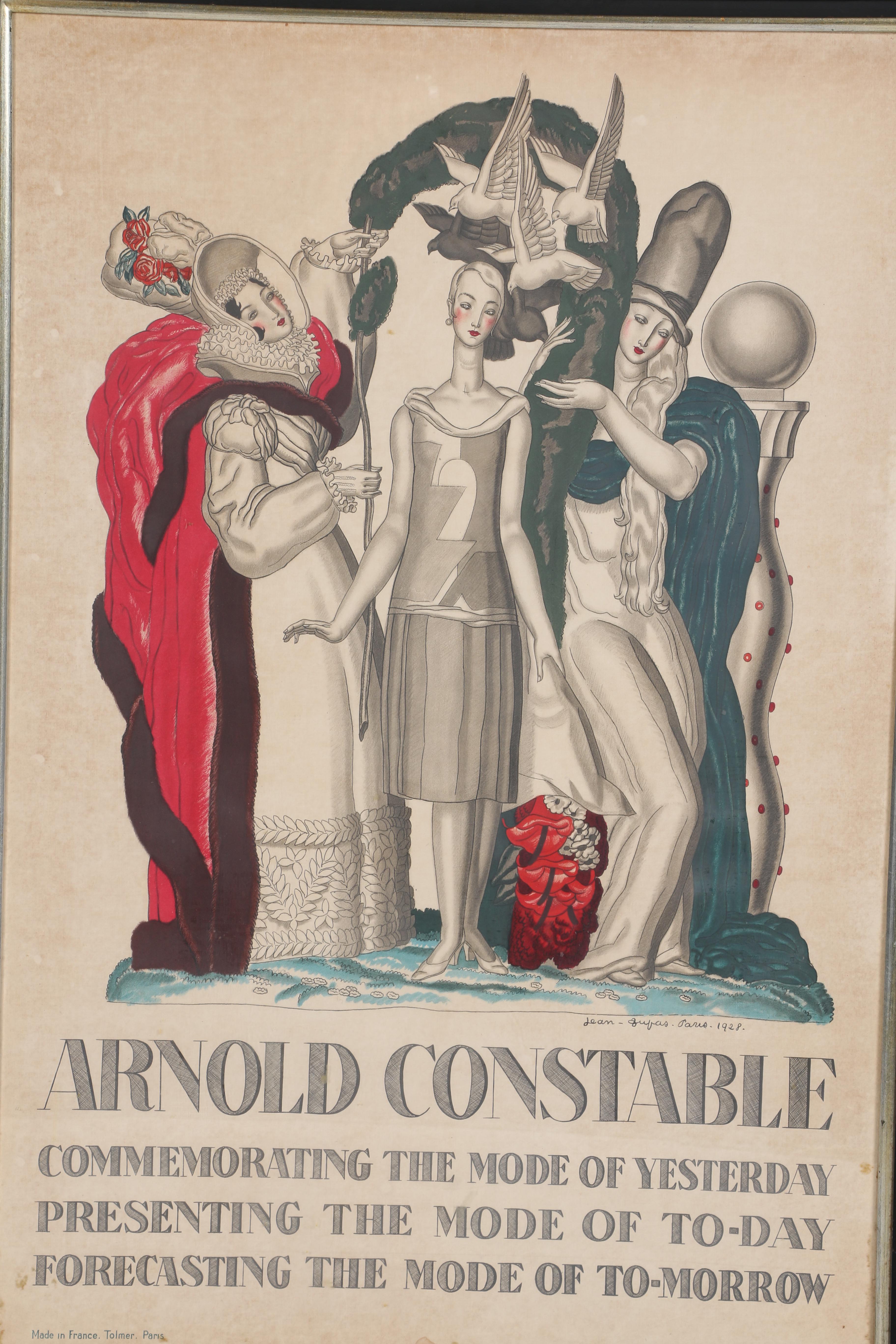 Color Lithograph of Jean Dupas Advertisement For Arnold Constable
