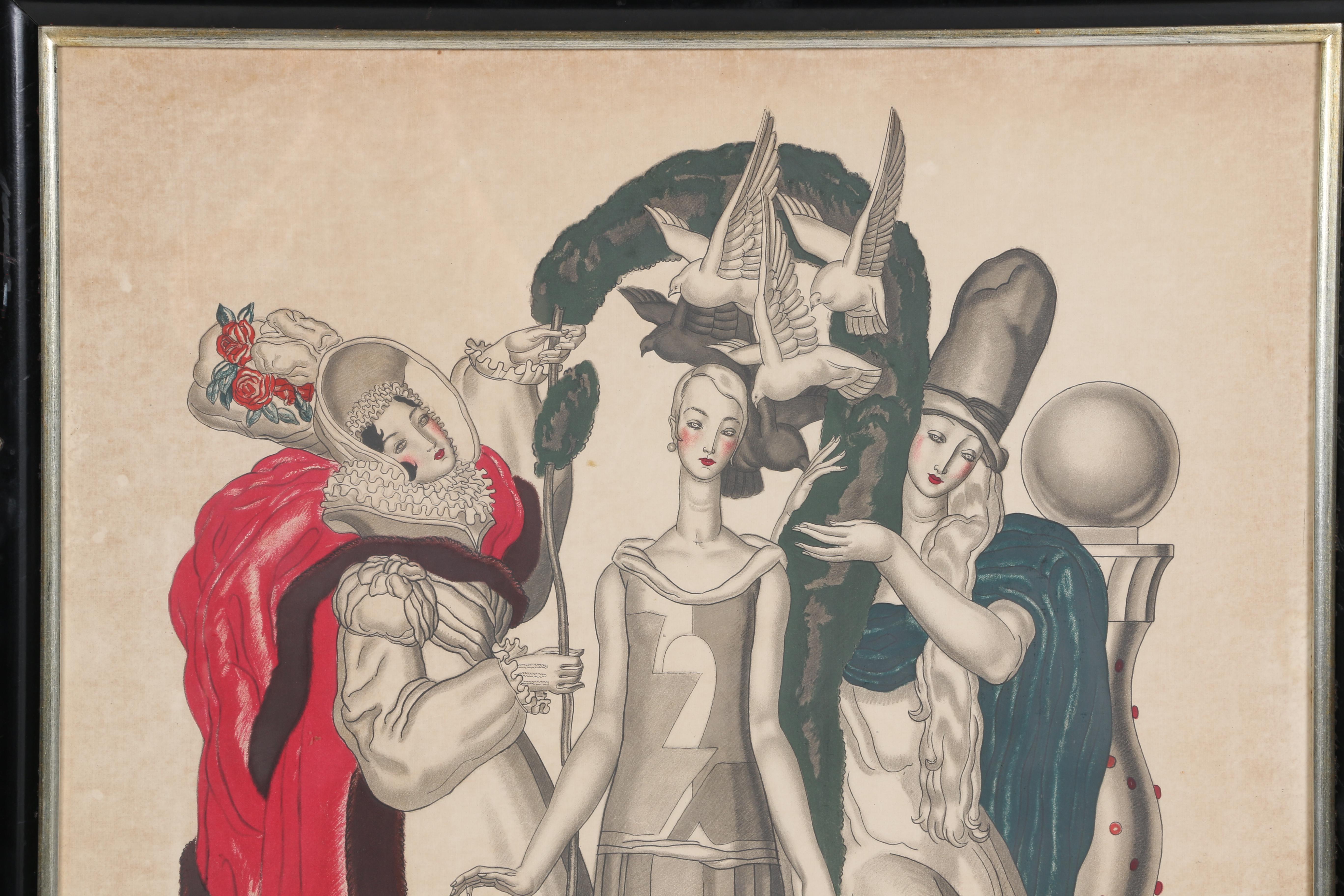 Color Lithograph of Jean Dupas Advertisement For Arnold Constable