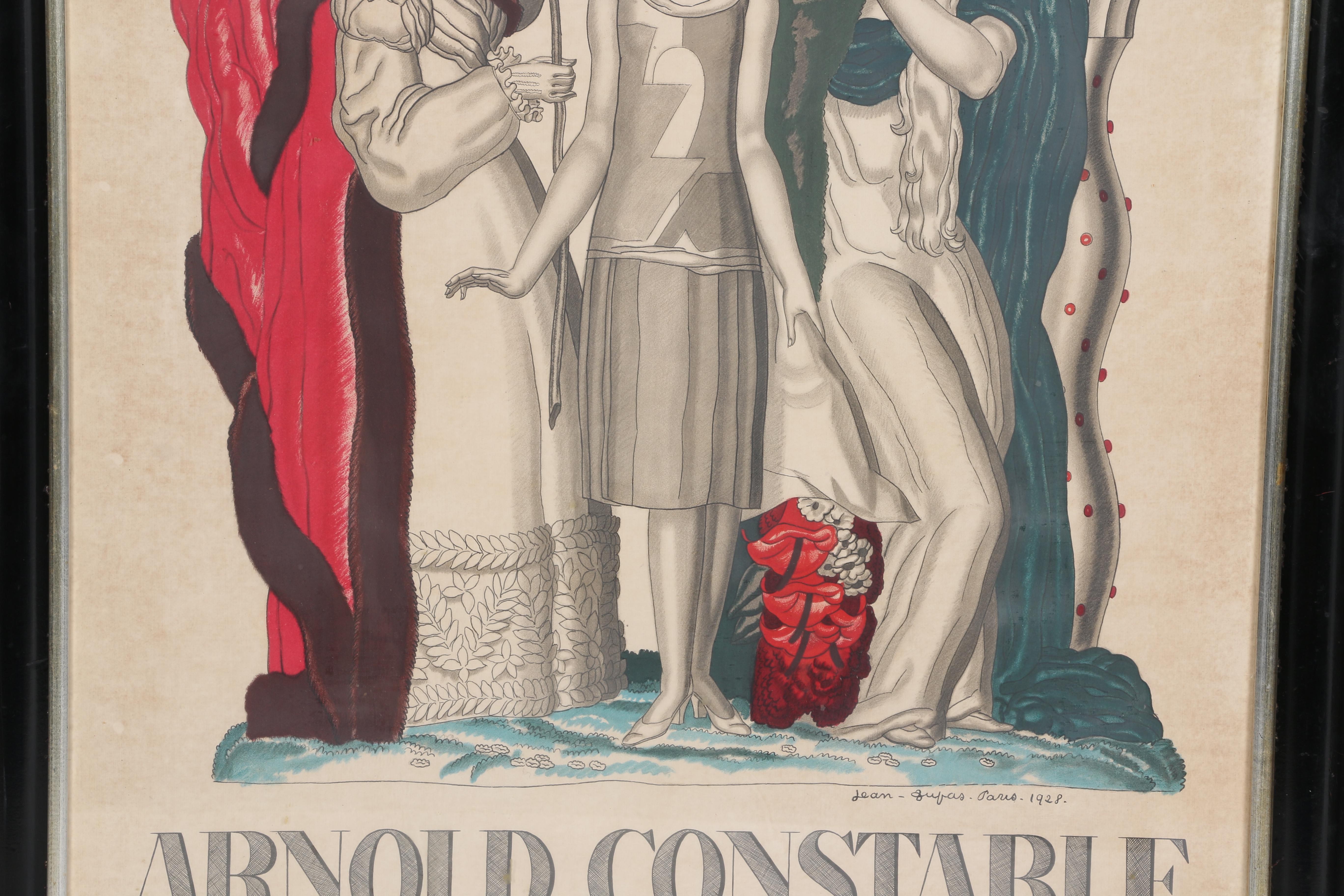 Color Lithograph of Jean Dupas Advertisement For Arnold Constable