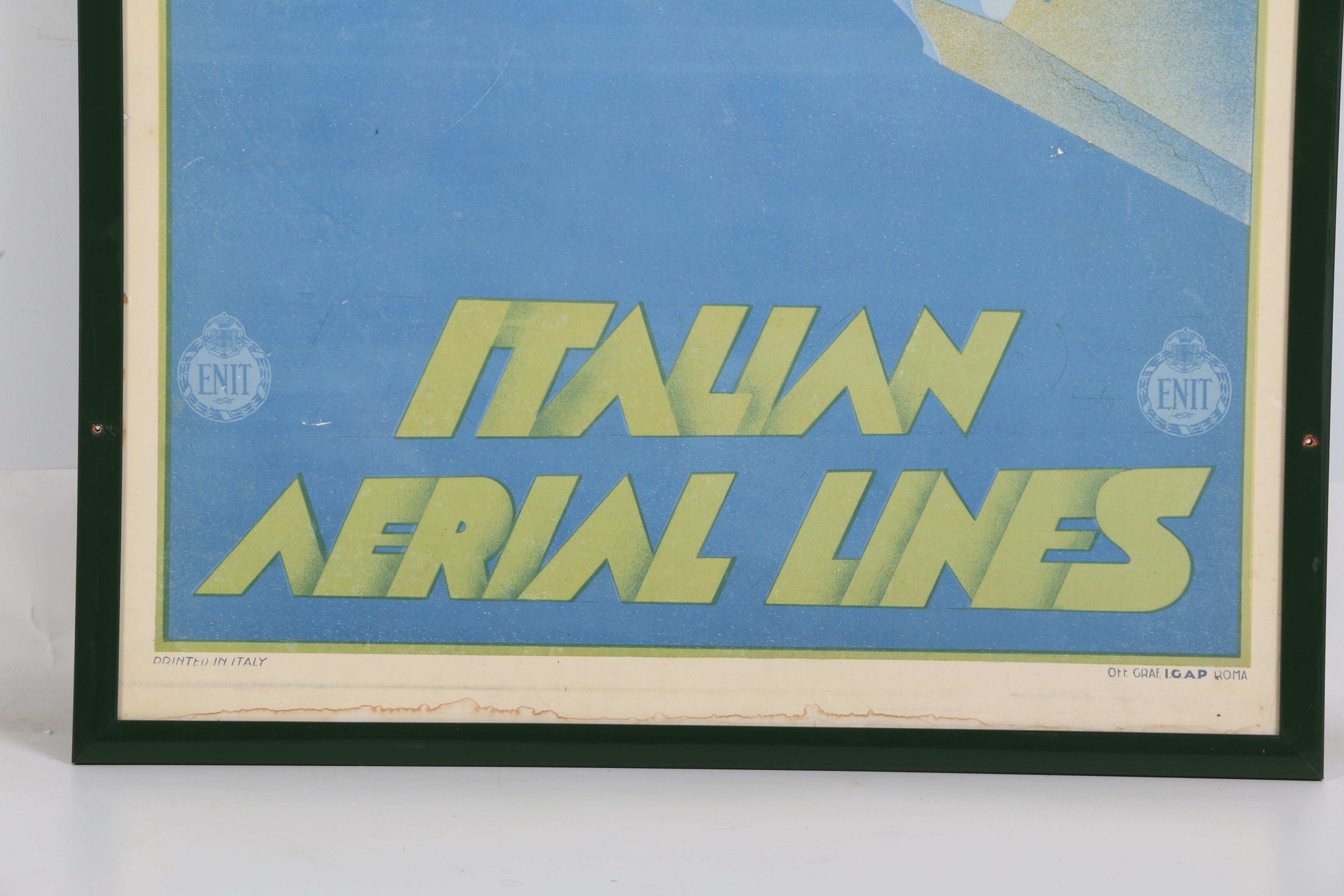 Umberto di Lazzaro Vintage Lithograph Poster "Italian Aerial Lines"