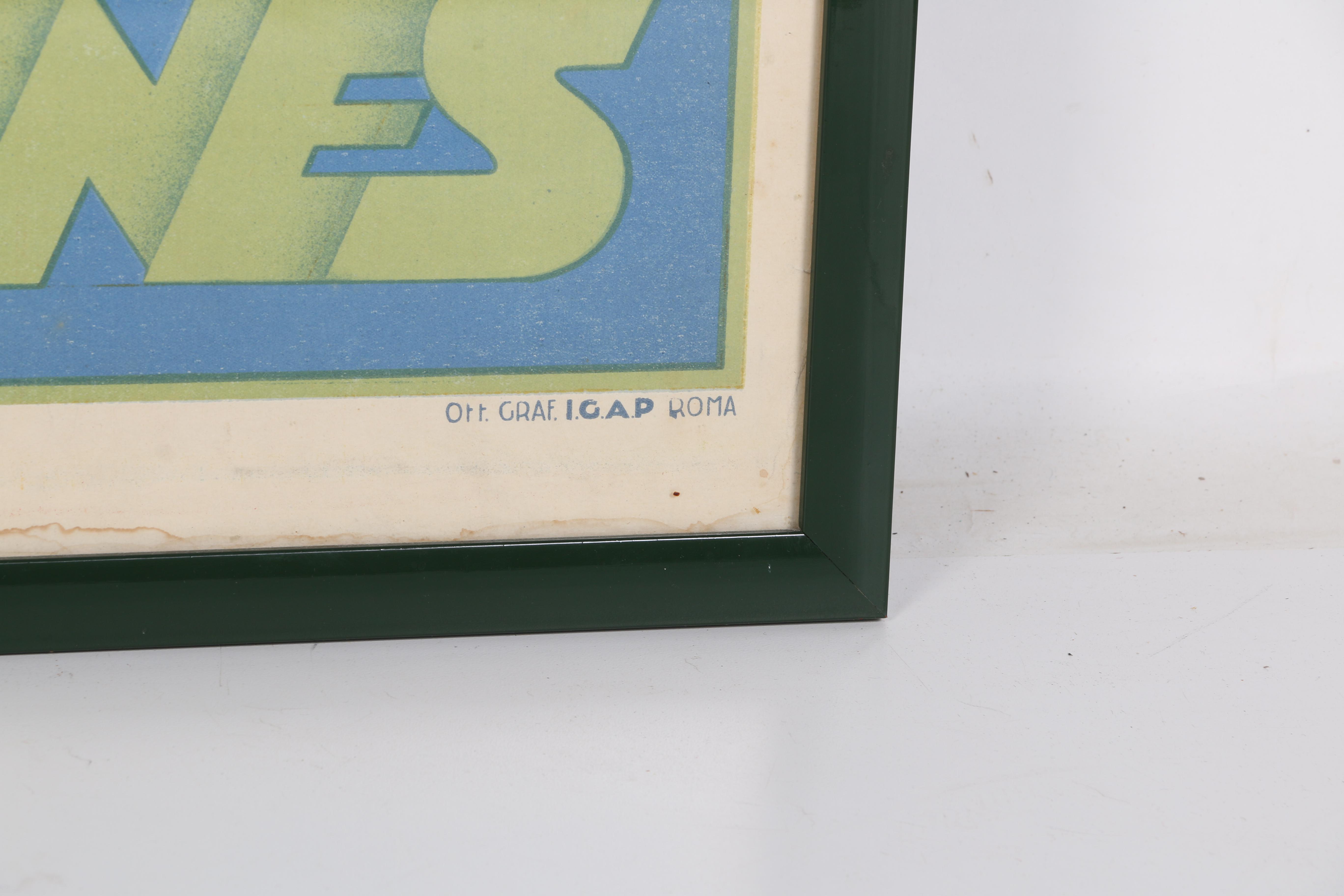 Umberto di Lazzaro Vintage Lithograph Poster "Italian Aerial Lines"