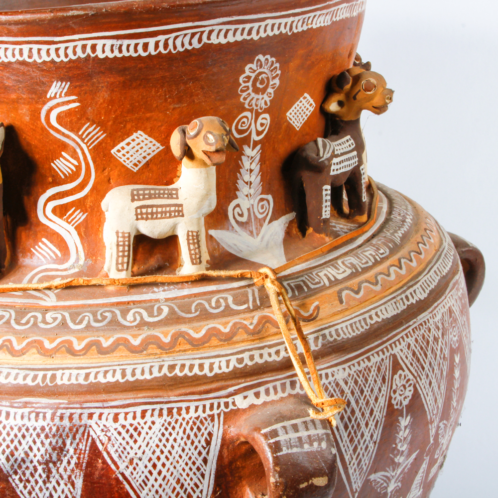 Ceramic Vessel with Hand Painted Designs