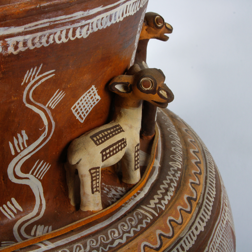 Ceramic Vessel with Hand Painted Designs