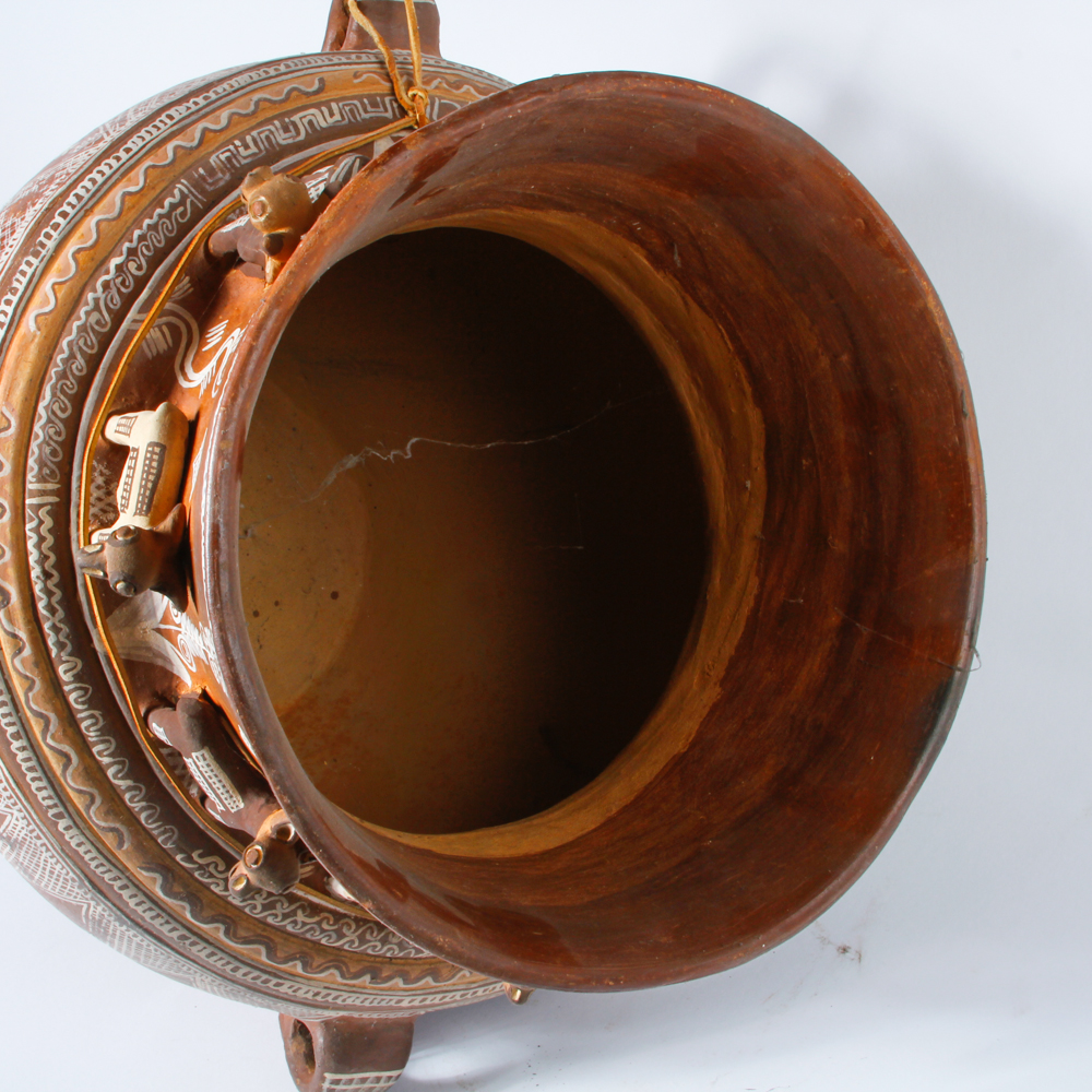 Ceramic Vessel with Hand Painted Designs