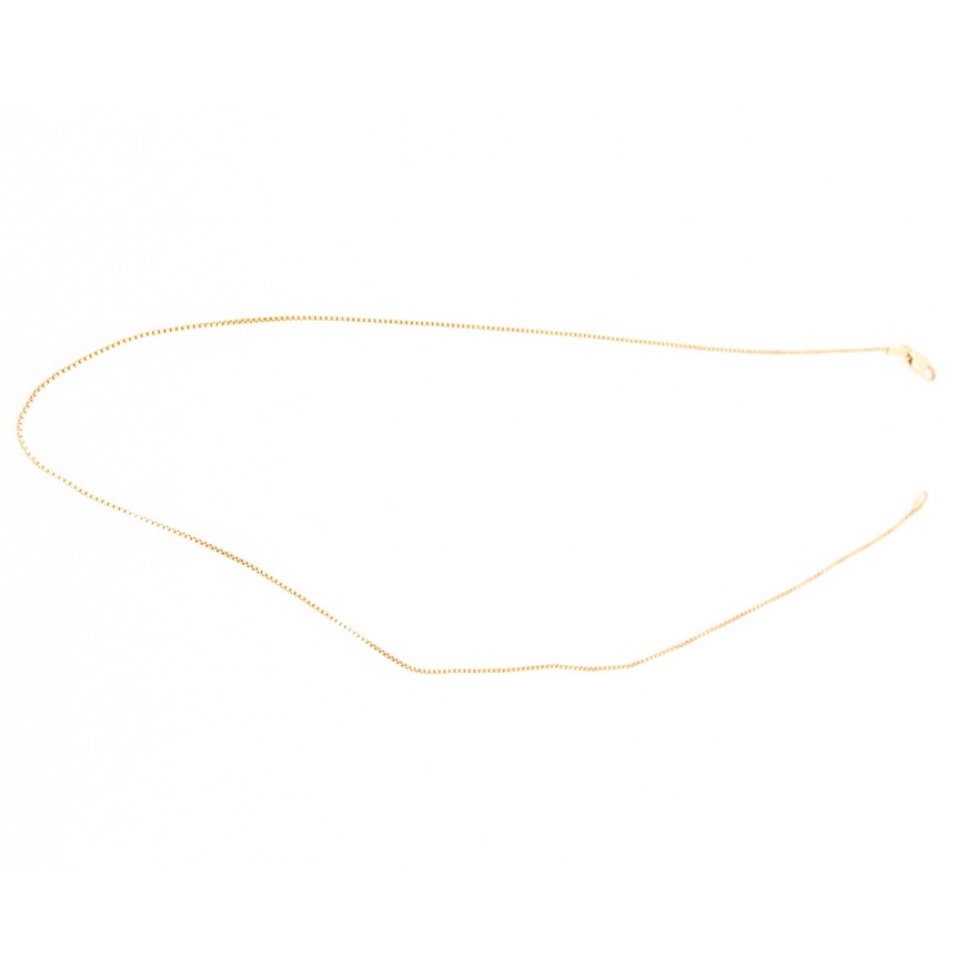 14K Yellow Gold Box Chain Necklace