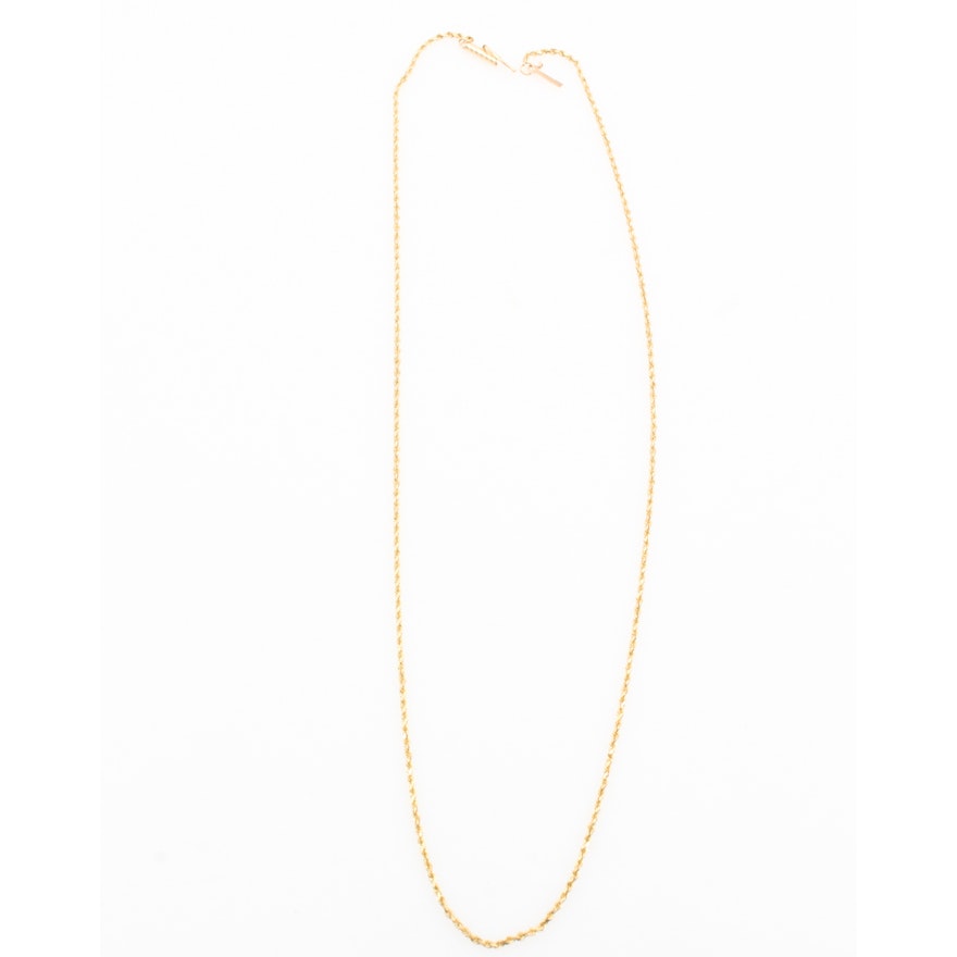 14K Yellow Gold Rope Chain Necklace