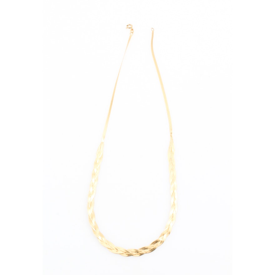 14K Yellow Gold Braided Herringbone Chain