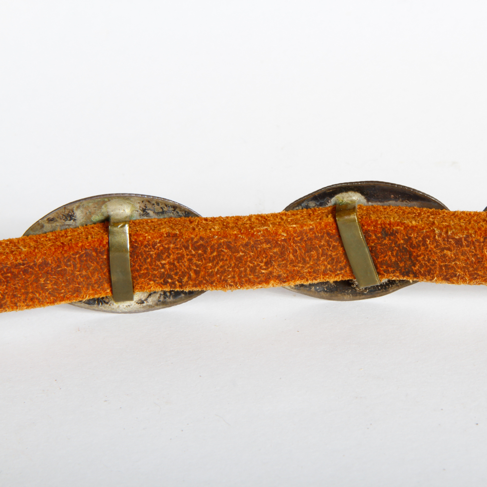Native American Style Sterling and Leather Concho Belt