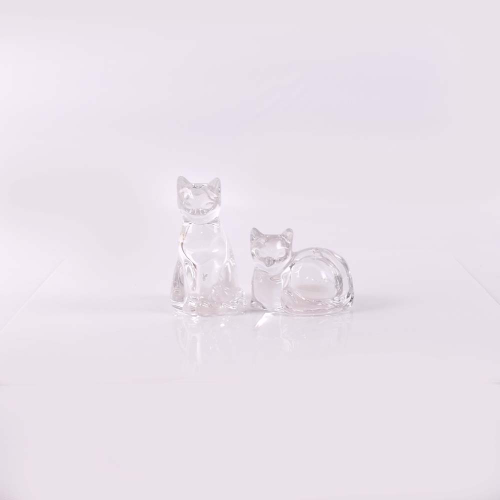 Gorham Crystal Cat Figurines