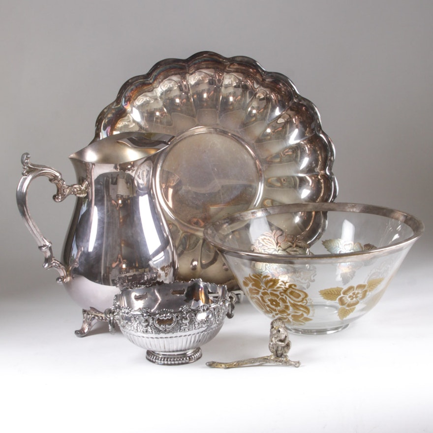 F.B. Rogers Silver Plate Bowl With Additional Pieces