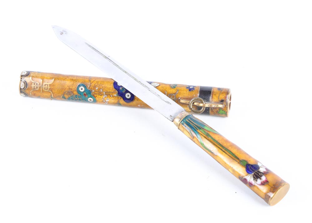 Chinese Knife with Cloisonné Sheath