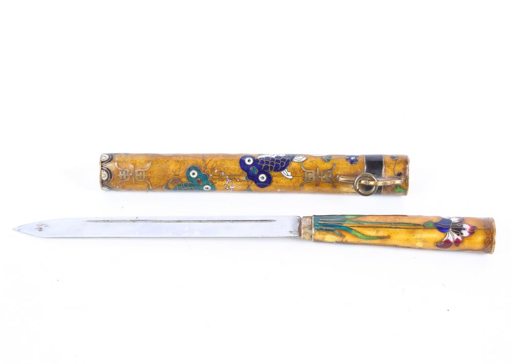 Chinese Knife with Cloisonné Sheath