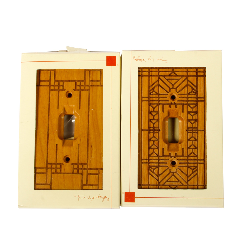 Pair of Wooden Frank Lloyd Wright Light Switch Covers By Uni-Art Marketing