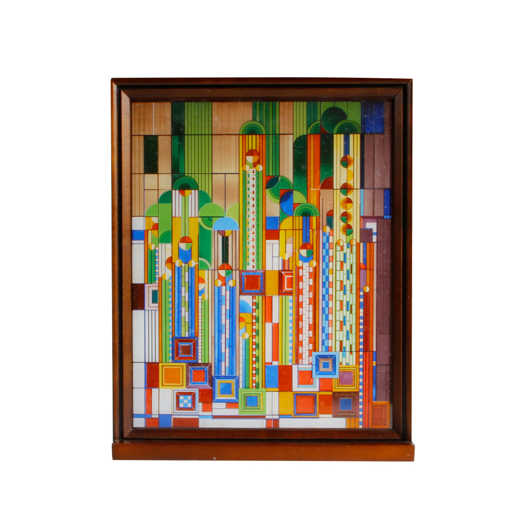 After Frank Lloyd Wright "Saguaro Forms and Cactus Flowers" Glass Screen