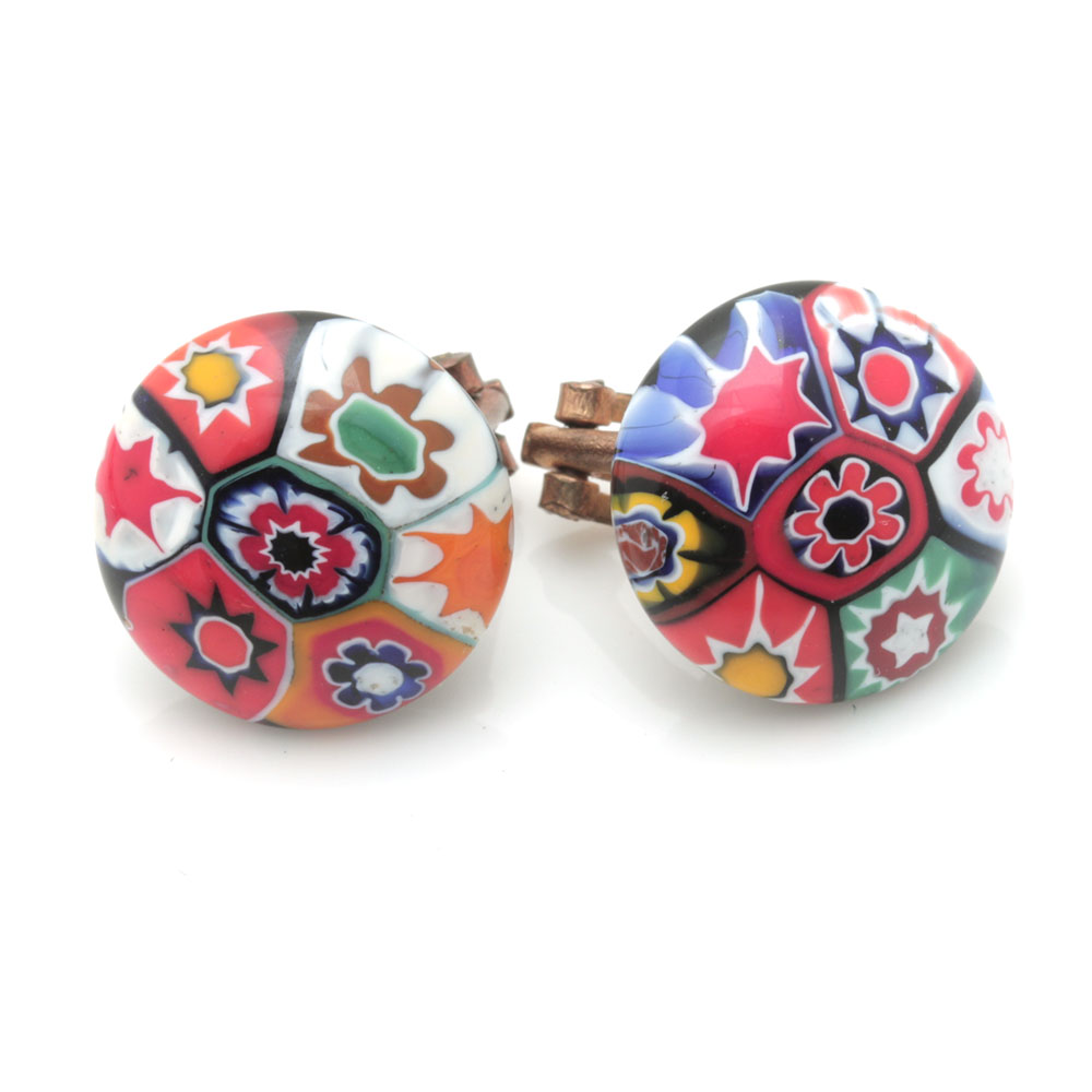 Colorful Assortment of Jewelry Featuring Sterling Silver, Shell, Rhinestones, and Imitation Millefiori