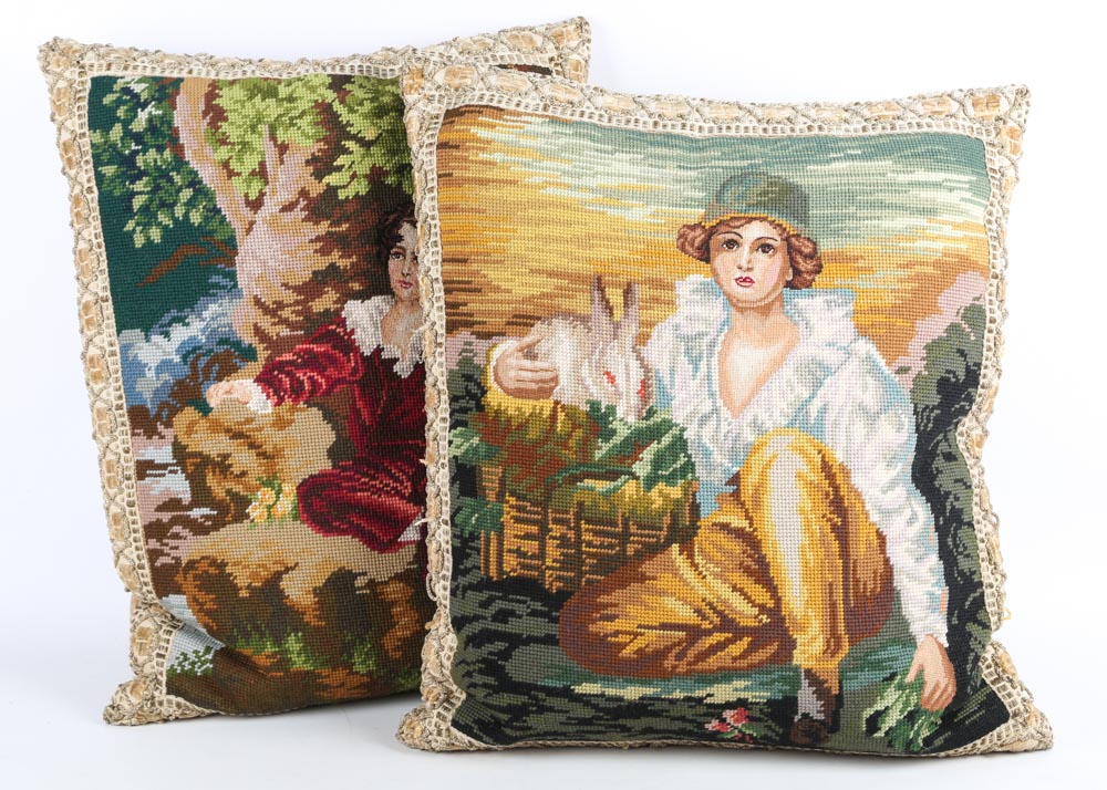 Portrait Needlepoint Pillows