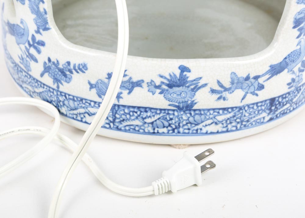 Blue and White Porcelain Bird Cage Lamp