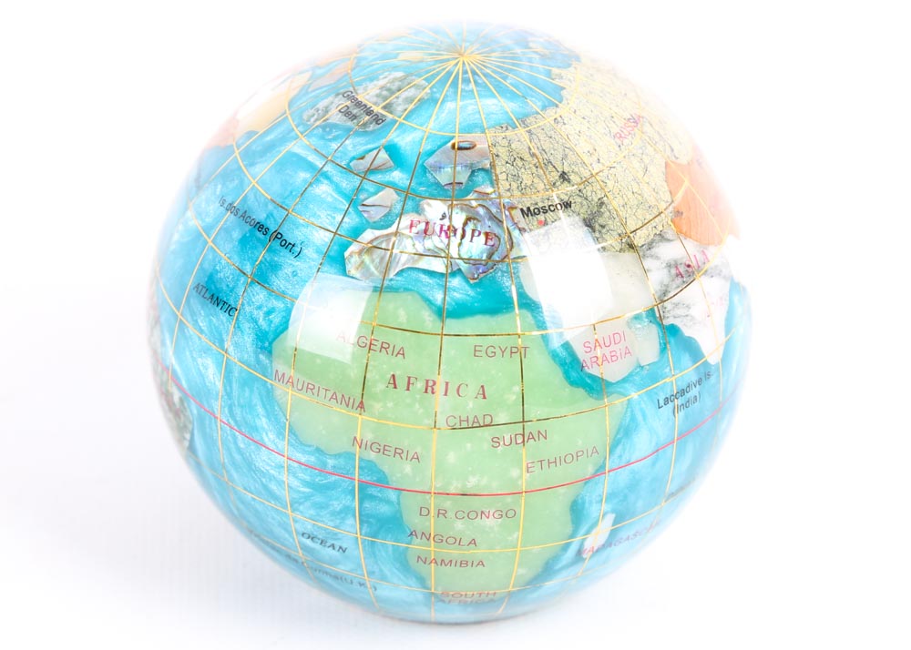 Alexander Kalifano Gemstone Globe Paperweight