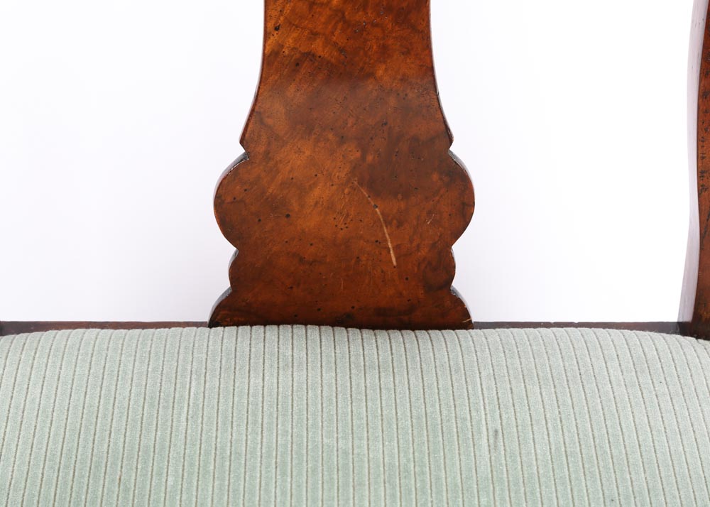 Queen Anne Style Burlwood Captain's Chairs