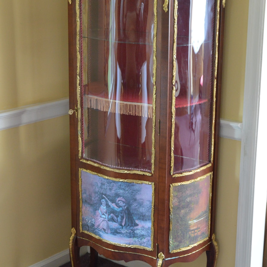 Louis XV Style Tall Curio Display Cabinet