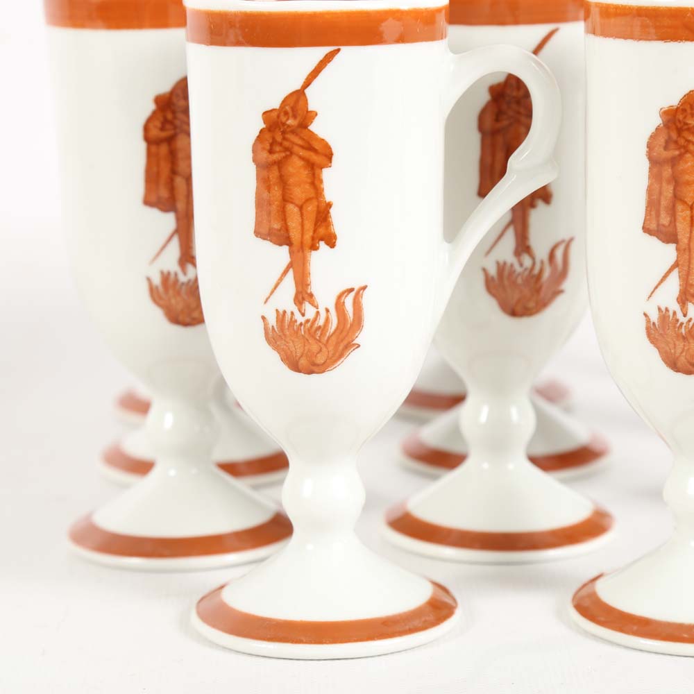 Loubat Cafe Brulot Flaming Diablo Cups and Saucers