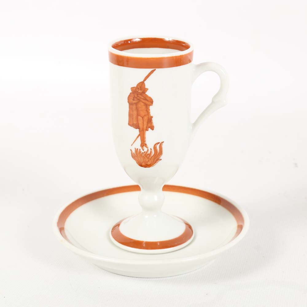 Loubat Cafe Brulot Flaming Diablo Cups and Saucers