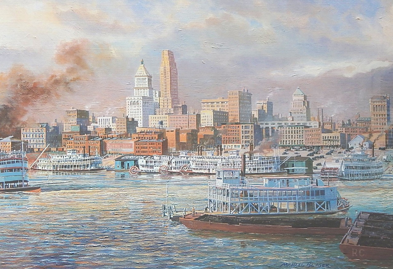 Michael Blaser Framed Print "The Public Landing Cincinnati 1935"